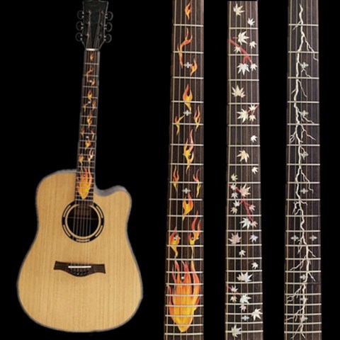 Pegatinas con incrustaciones cruzadas para Guitarra eléctrica, calcomanías de diapasón para Guitarra acústica, bajo, Ultra finas, ukelele, accesorios de Guitarra, 28 estilos ► Foto 1/6