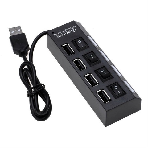 El más nuevo Plug and Play delgado y ligero de alta velocidad 4 puertos USB 2,0 interfaz Hub de expansión múltiple externo con interruptor de encendido/apagado ► Foto 1/6