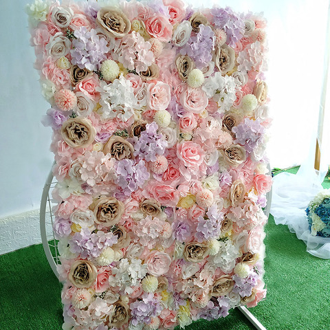 1 Uds Pared de flores artificiales decoración de fondo para bodas césped Pilar camino plomo flor arco blanco seda Rosa Hortensia, peonía ► Foto 1/6