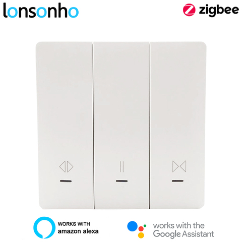 Lonsonho-interruptor inteligente para persiana enrollable, interruptor de botón europeo Compatible con Alexa y Google Home, Tuya, Zigbee ► Foto 1/5