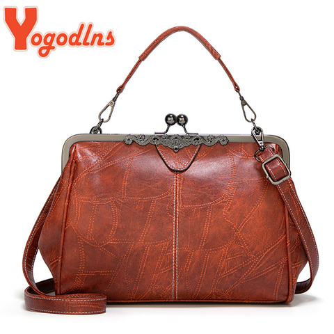 Yogodlns-bolsas de masa Vintage para mujer, Bolso de mano de cuero PU, Nuevo Bolso de Hombro grande, billetera de noche avanzada, Bolso de compras ► Foto 1/6