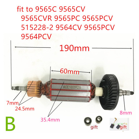 AC220-240V ancla de Rotor armadura para reemplazar MAKITA 9565C 9565CV 9565CVR 9565PC 9565PCV 515228-2 9564CV 9565PCV 9564PCV ► Foto 1/1