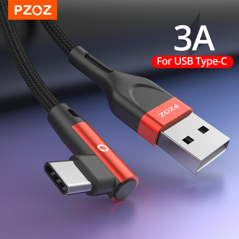 Cable usb tipo c de 90 grados PZOZ, Micro usb tipo C, carga rápida Microusb tipo-c, cargador para xiaomi redmi note 9s 8 pro usb-C Datos ► Foto 1/6