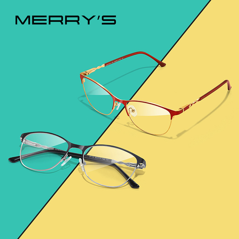 MERRYS-gafas con diseño de moda para mujer, lentes de ojo de gato a la moda, montura completa, miopía, graduadas, S2110 ► Foto 1/6