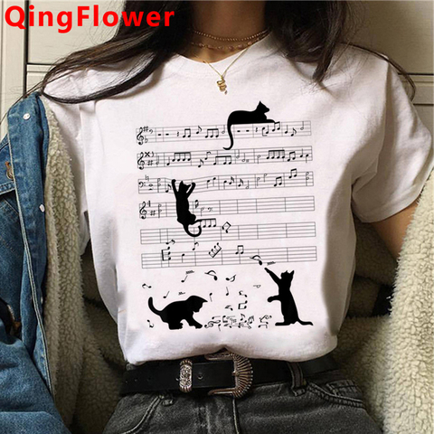 Camiseta de gato Harajuku para mujer, remera de dibujos animados para mujer, remera Ullzang de Anime Grunge Kawaii de los años 90, playera de moda de estilo coreano para mujer ► Foto 1/5