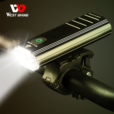 West Biking-Luz LED frontal para bicicleta, resistente al agua, Ipx6, recargable vía Usb, 1500 lúmenes, 3 uds. ► Foto 1/6