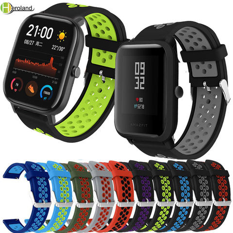 Correas de silicona para relojes xiaomi Huami Amazfit BIP youth/lite BIP/GTS, repuesto de pulsera deportiva de 20MM y 22mm ► Foto 1/6