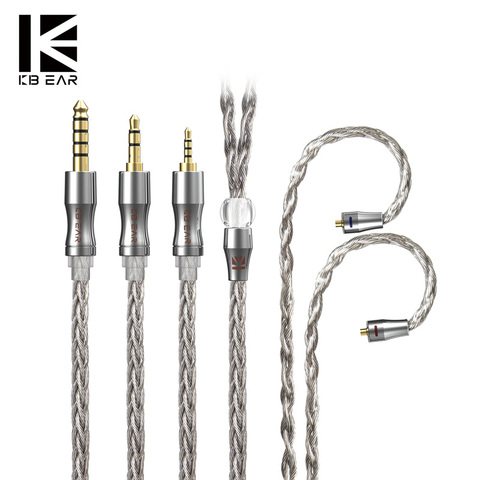 KBEAR-Cable de auriculares de grafeno, 8 núcleos, 5N, chapado en cobre y cristal, plateado, Litz 2,5/3,5/4,4mm, 2 pines/MMCX para BLON BL-01 ► Foto 1/1
