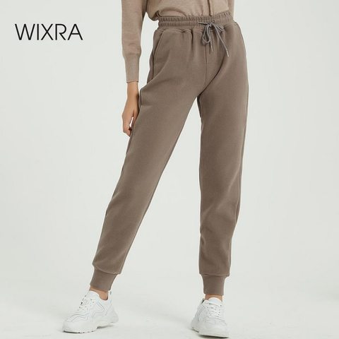 Wixra mujer Casual pantalones de terciopelo Otoño Invierno pantalones gruesos de lana para mujer ropa de mujer Pantalones largos con cordones ► Foto 1/6