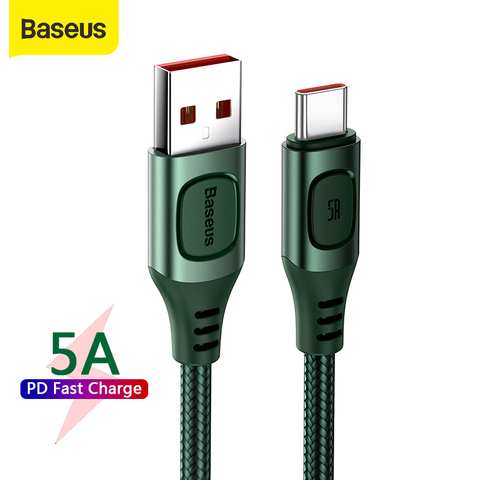 Baseus-Cable USB tipo C 5A, Cable de carga de Flash Convertible de carga rápida, Cable de datos tipo C, Cable de teléfono móvil ► Foto 1/6