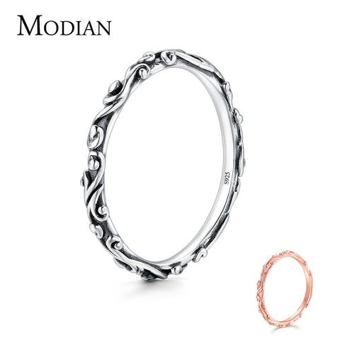 Modian-Anillo de dedo clásico apilable para mujer, diseño Vintage de Plata de Ley 925 auténtica, joyería de boda y Navidad, 100% ► Foto 1/6