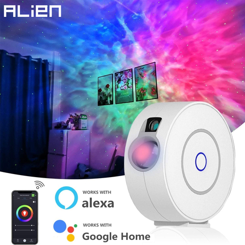 Proyector láser ALIEN Smart Star Galaxy efecto de iluminación de escenario, cielo estrellado, para Navidad, fiesta, vacaciones, trabajo con Alexa, Google Home ► Foto 1/6