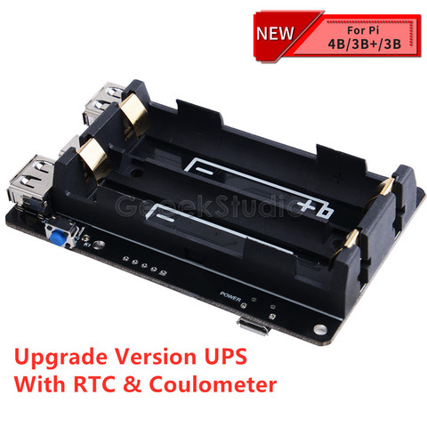 UPS con RTC & coulómetro Dispositivo de fuente de alimentación extendido dos puertos USB para Raspberry Pi 4B/3B + /3B , Compatible con batería 18650 ► Foto 1/6