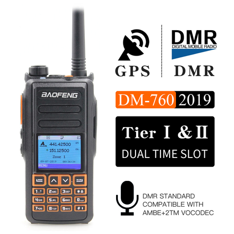 Nuevo BaoFeng UHF, VHF Dual marca DMR DM-760 de nivel 1 y 2 ranura de tiempo Dual Digital/Walkie parlanchín analógico con GPS uppgrade de DM-1701 ► Foto 1/6