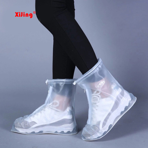 De alta calidad de lluvia impermeable botas zapatps de tacón con cubierta botas de los hombres de las mujeres reutilizable zapatos impermeable gruesa antideslizante impermeable de la cubierta del zapato ► Foto 1/6