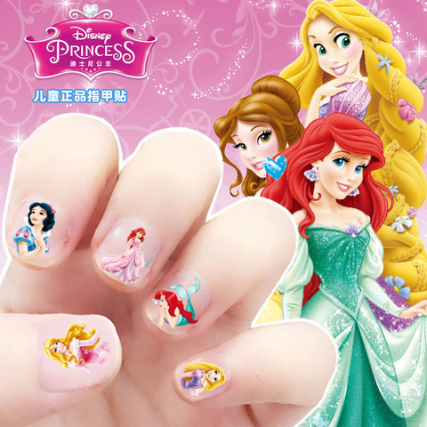 Figuras de Princesas de Disney para niñas, Mickey Mouse, Frozen, Elsa y Anna, pegatinas de uñas, juguetes de regalo, Princesa, Minnie, niños, bebé, Disney, nieve ► Foto 1/6