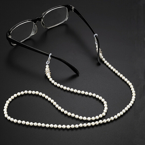 Cadena con perlas de imitación para gafas, cordón con cordón ajustable para sujetar gafas de lectura ► Foto 1/6
