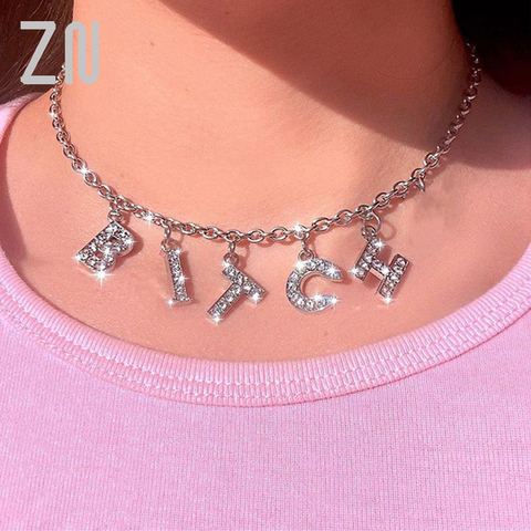 ZN-Collar personalizado de 22 estilos para mujer, Gargantilla con letras de cristal, joyería de regalo, collar de Ángel, gargantilla de miel ► Foto 1/6