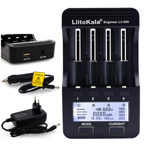 Liitokala Lii500 cargador de batería LCD, carga 18650 3,7 V 18350 18500 16340 25500 10440 14500 26650 1,2 V AA AAA NiMH batería ► Foto 1/6