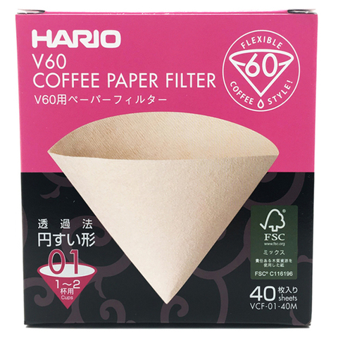 Hario-filtro de café expreso V60, filtros de papel Natural para 4 tazas, filtro de café por goteo Barista, importado de Japón, 01, 02 unidades ► Foto 1/6