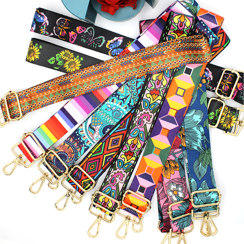 Correa de nailon/algodón para bolso de mujer, correas de colores para bandolera de hombro, accesorios ajustables bordados ► Foto 1/6