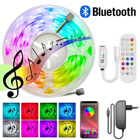 Tira de luces LED de 12V SMD 5050, Control remoto por aplicación, sincronización de música, Bluetooth, RGB, para decoración de habitación ► Foto 1/6