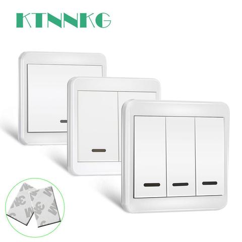 KTNNKG 433 MHz control remoto inalámbrico Universal 86 Panel de pared Transmisor RF con 1 2 3 botones para el hogar interruptor de iluminación ► Foto 1/6