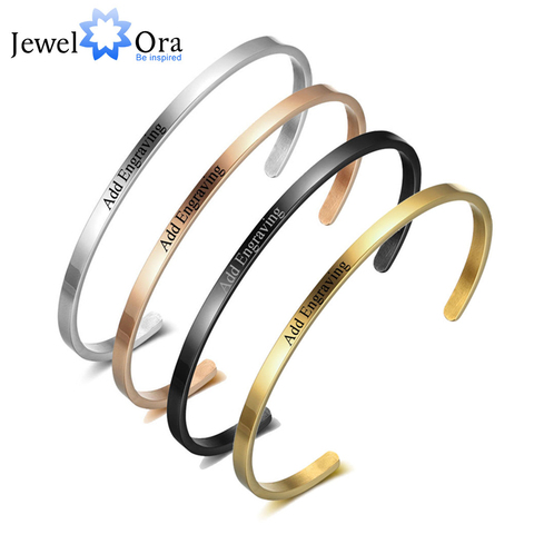 Pulseras y brazaletes de acero inoxidable con nombre grabado para amantes, regalos personalizados de 4 colores (joyería BA101918) ► Foto 1/5