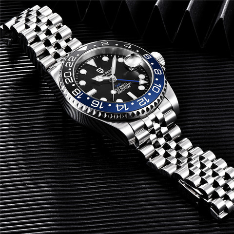 PAGANI DESIGN-relojes mecánicos GMT para hombre, 40mm, 100M, resistente al agua, cristal de zafiro, reloj de negocios de acero inoxidable para hombre ► Foto 1/6