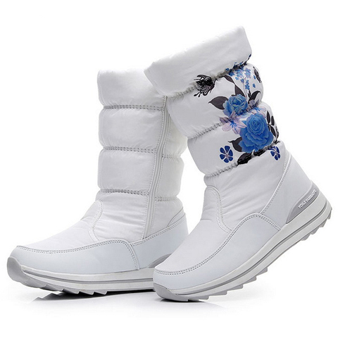 Botas de nieve de media caña para Mujer, zapatos impermeables de Invierno, Botas de goma con plataforma, de felpa, de piel de cuña, para Invierno ► Foto 1/1