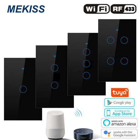 MEKISS-interruptor de luz táctil inteligente, enchufe de pared inteligente con WIFI, aplicación de conexión de red, control inteligente 1gang2gang3gang4gang AC110V220V ► Foto 1/6