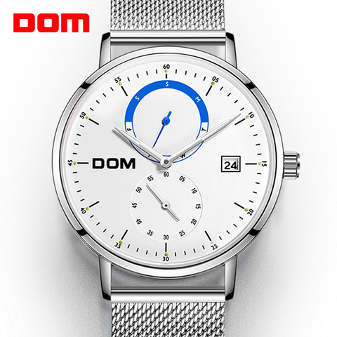 DOM-reloj de cuarzo deportivo para hombre, cronógrafo multifunción de marca de lujo, con correa de acero impermeable, de negocios, M-436D-7M ► Foto 1/6