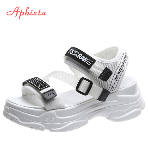 Aphixta-Sandalias de plataforma de 5cm para mujer, zapatos informales con hebilla, zapatillas deportivas de verano ► Foto 1/6