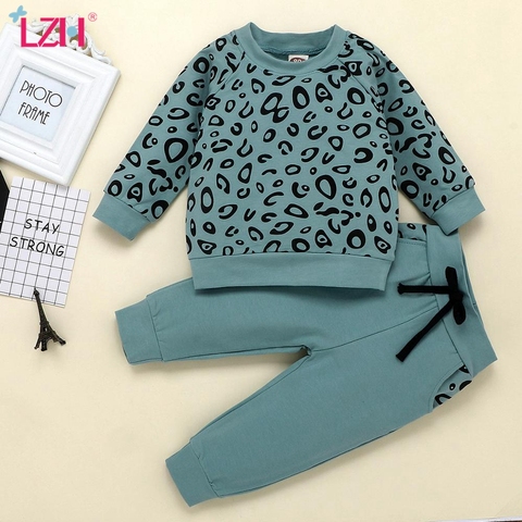 LZH-Conjuntos de ropa para niños y niñas, Top con estampado de leopardo + pantalón, traje de 2 uds. Para niñas de 0 a 4 años, otoño 2022 ► Foto 1/6