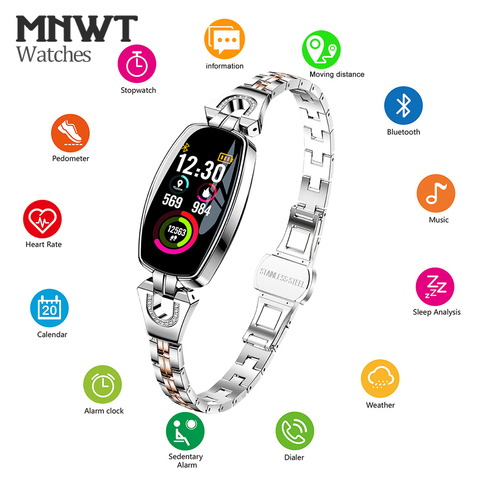 MNWT H8 de moda inteligente relojes mujer relojes digitales damas 2022 impermeable Monitorización del ritmo cardíaco Bluetooth para Android IOS ► Foto 1/6