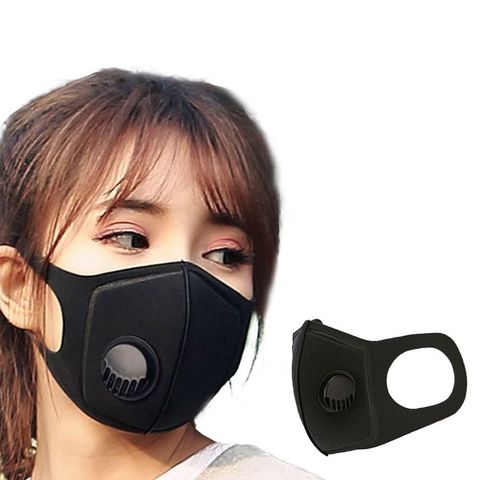 Máscara antipolvo para hombres y mujeres, anticontaminación PM2.5, respirador de boca facial, válvula respirable negra, máscara de filtro 3D, cubierta de boca ► Foto 1/6