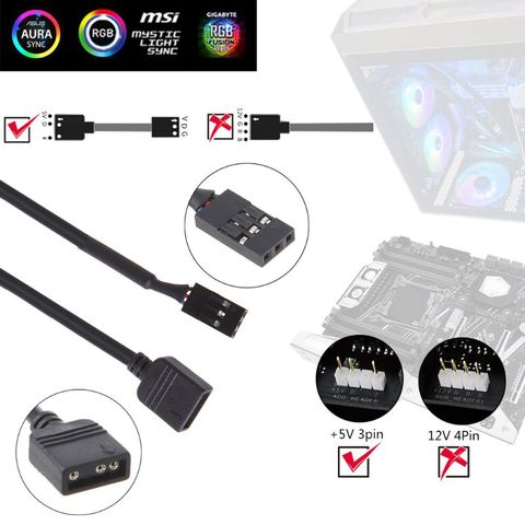 Adaptador RGB VDG de 5V y 3 pines, Conector de sedal para placa base, Cable de conversión Normal de 3 pines ► Foto 1/6