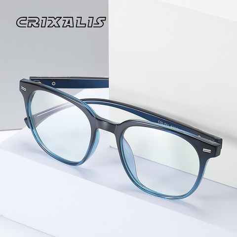 CRIXALIS-Gafas de gran tamaño con bloqueo de luz azul para hombre y mujer, montura óptica a la moda, antitensión, para ordenador, Unisex, UV400 ► Foto 1/6