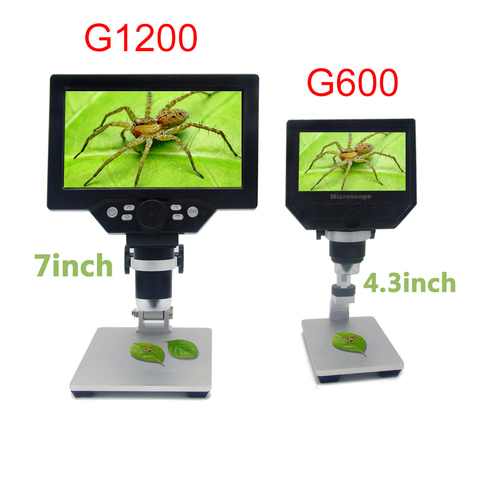 G1200 1-1200X HD microscopio digital vídeo microscopio 12MP pantalla a color de 7 pulgadas pantalla LCD amplificación continua ► Foto 1/6