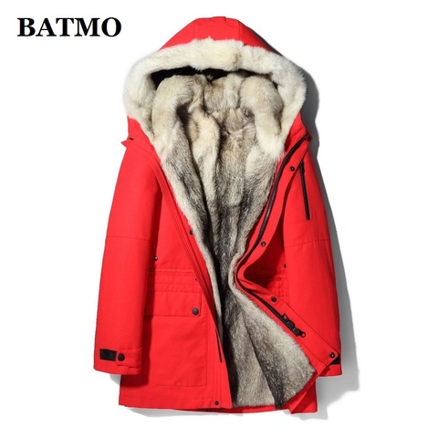 BATMO 2022 nueva llegada de invierno de alta calidad 100% real natural la piel de un lobo de parkas hombres chaquetas de piel de los hombres 1126 ► Foto 1/5