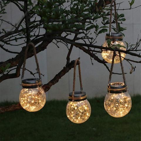 Luz de hadas LED con carga solar, jarras de luces LED decorativas para patio exterior, fiestas o bodas con recarga de luz solar ► Foto 1/6