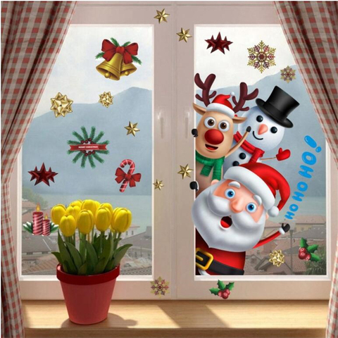 Guirnalda de campana navideña, pegatinas de pared para tienda, supermercado, ventana, decoraciones de vidrio, puerta de Navidad ► Foto 1/6