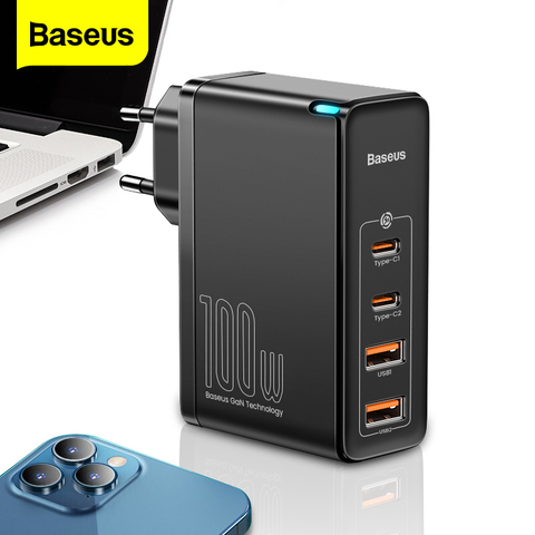 Baseus-cargador GaN USB C de 100W, carga rápida 4,0 QC 3,0 tipo C PD, cargador de teléfono para iPhone 12, Samsung, Xiaomi, Macbook ► Foto 1/6