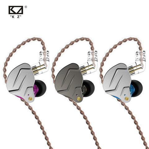 Kz Zsn Pro-auriculares intrauditivos de Metal, tecnología híbrida, auriculares con graves Hifi, deportivos, con cancelación de ruido, 2 pines ► Foto 1/6