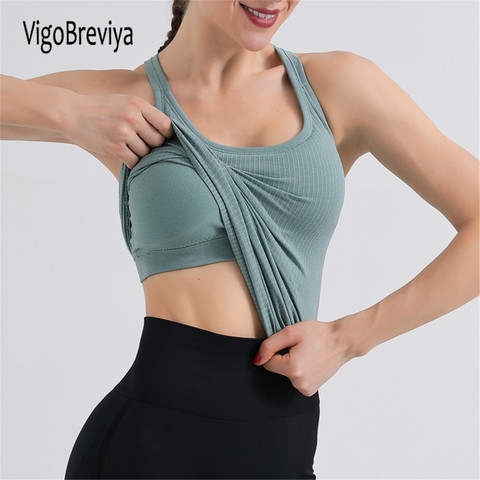 VigoBreviya-Tops de Yoga sin costuras con sujetador para mujer, camisetas deportivas sin mangas para Fitness, camisetas de entrenamiento para correr en gimnasio, ropa para mujer 2022 ► Foto 1/6