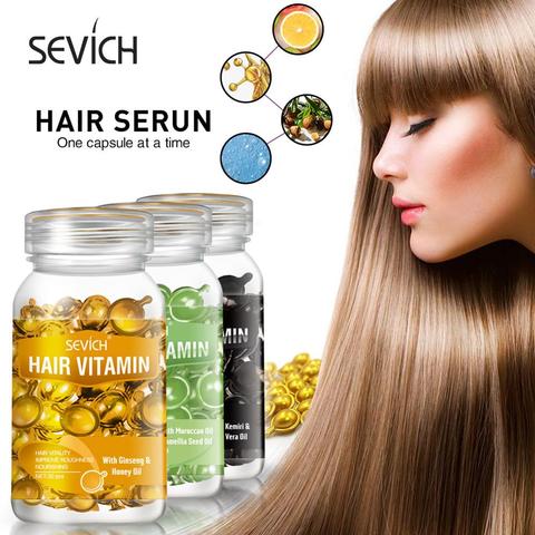 Sevich-cápsula de vitamina para el cabello, aceite complejo de queratina profesional, suero para el cabello suave y sedoso, aceite marroquí, mascarilla para la pérdida de cabello, reparación de cabello dañado ► Foto 1/6