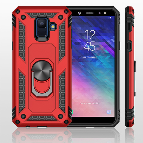 Funda protectora para teléfono móvil Samsung, carcasa de doble capa con soporte de anillo magnético, armadura militar, para Galaxy J6, A6, 2022, J600F/J6, J4 Plus, J610F ► Foto 1/6