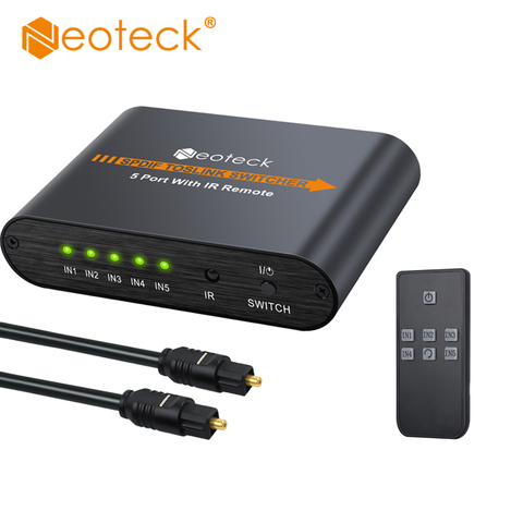 Neoteck 3x1 de Audio óptico interruptor SPDIF/TOSLINK conmutador adaptador divisor con control remoto IR controlador 3 entrada 1 salida para DVD ps4 ► Foto 1/6