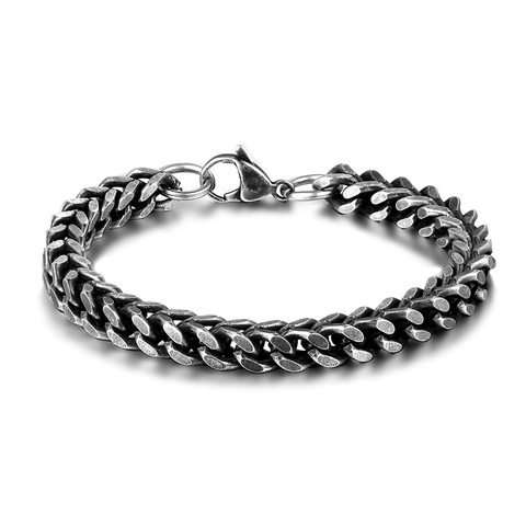 MKENDN-Pulseras de cadena de eslabones cubanos para hombre y mujer, brazalete de acero inoxidable, estilo gótico Punk, Simple, Unisex ► Foto 1/6