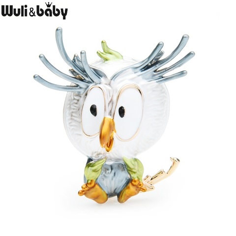 Wuli & baby-broches de búho encantador para mujer, de 3 colores, aves esmaltadas, broche informal de aleación, marrón, gris, rosa, pájaro, para fiesta, regalos ► Foto 1/6